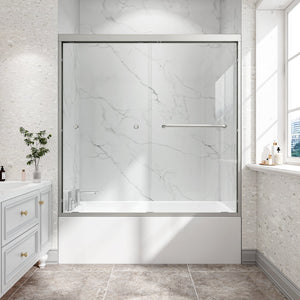 55-60" W x 60" H Brushed Nickel Double Bypass Sliding Shower Door