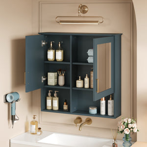 2 In 1 Wall-Mounted Mirror Cabinet With Adjustable Shelves