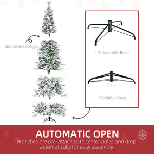 9' Snow Flocked Pine Artificial Christmas Tree with Easy Assembly - Unlit