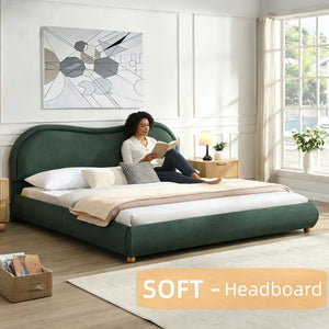 Upholstered Platform Bed Frame With Curved Headboard