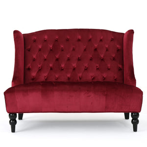 Nurturing Upholstered Loveseat With Wing Back And Diamond Tufting