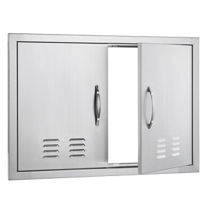 BBQ Access Door, 30W x 21H Inch Double Stainless Steel Outdoor Kitchen Door