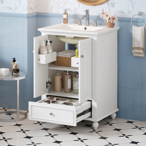 Modern Bathroom Vanity With Sink, Cabinet With Drawer And Dividers, Rectangular Storage Unit