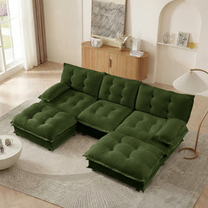 107" U Shaped Modern Sofa Modular Sectional Cloud Couch with Ottomans