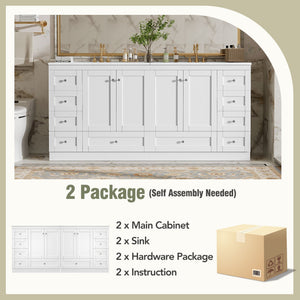Shaker Free Standing Bathroom Vanity Cabinet & Sink, Soft Close Drawers, Soft Close Doors
