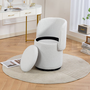 Barrel Chair & Built In Storage, 360° Swivel - Beige