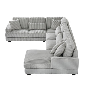U - Shaped Sectional Sofa With Chaise Lounge, Oversized Living Room Sofa - Gray