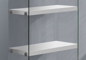 5-Tier White Bookcase with Clear Tempered Glass