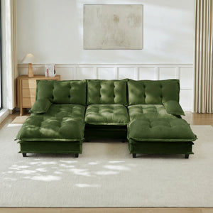 107" U Shaped Modern Sofa Modular Sectional Cloud Couch with Ottomans
