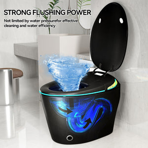 Unique Smart Toile With Built In Bidet, Auto Open / Close Seat, Foot Sensor, LED Display, Night Light, Warm Water & Dryer Ceramic