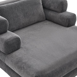 Oversized Chaise Lounge Sofa Bed with Deep Seat and Layered Armrests