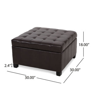 Upholstered Tufted PU Leather Storage Ottoman