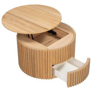 Round Lift Top Coffee Table With Hidden Storage For Living Room
