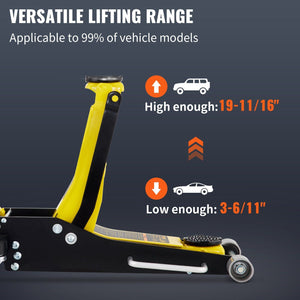 Vevor Racing Floor Jack 3 Ton Dual Pump Lift - Natural