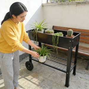 Mobile Metal Raised Garden Bed Cart with Legs