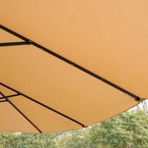 Double- Sided Outdoor Market Umbrella With Lights And Base