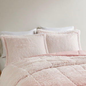 King/Cal King Ombre Shaggy Long Fur Comforter Mini Set