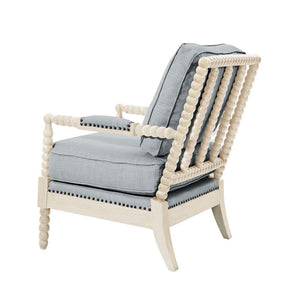 Arm Chair With Open Back Spindle Design, Padded Armrests