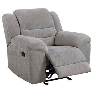 Sebring - Upholstered Glider Recliner Chair With Manual Recline And Smooth Gliding Motion - Gray