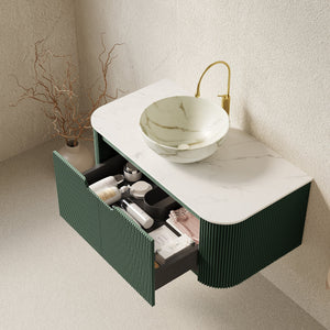 DINA 36" Bathroom Vanity & Sink, Floating Curved Edges