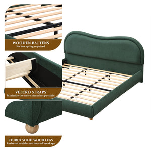Upholstered Platform Bed Frame With Curved Headboard
