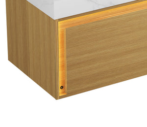 Nyah 36'' Wall-Mounted Cabinet with Drawer, Light Woodgrain Color