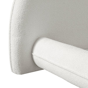California King Size Bed Frame with Boucle Fabric and Thick Headboard