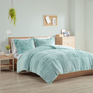 King/Cal King Shaggy Long Fur Comforter Mini Set