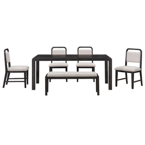 Extendable Dining Table Set With 4 Upholstered Chairs And 1 Bench