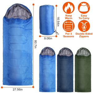 Camping Sleeping Bags for Adults Teens Moisture-Proof Hiking Sleep Bag with Carry Bag 32-50℉ for Spring Autumn Winter Seasons