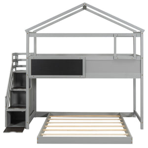 House Style Bunk Bed With Storage Staircase And board