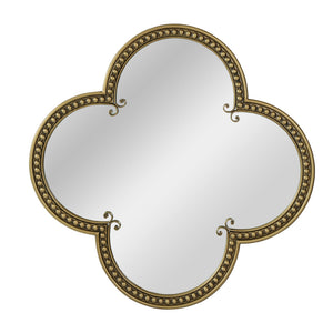 Quatrefoil Mirror with Large Beaded Metal Frame