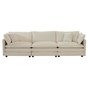 Mid-Century Modern 3-Seater Sofa with Pillows