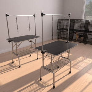 Professional Dog Pet Grooming Table Adjustable Heavy Duty Portable With Arm & Noose & Mesh Tray - Black