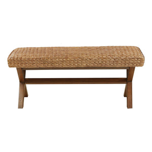 Bench With Water Hyacinth Seat - Brown