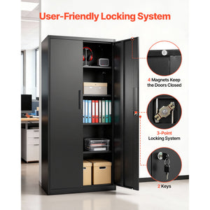 Metal Storage Cabinet, 68.9 in Lockable Steel Garage Cabinet