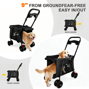 Pet Stroller Foldable 4-Wheel Design with Breathable Mesh