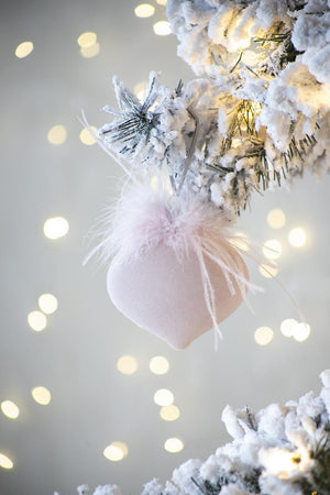 Christmas Ball Ornaments - Set of 6 Pink Glass Hanging Decorations