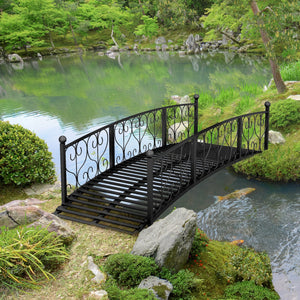 Outsunny 7' Metal Arch Garden Bridge with Safety Siderails