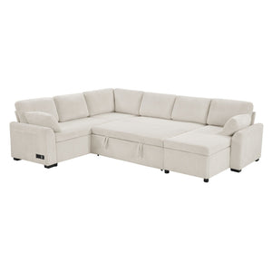 Convertible U-Shaped Sectional Sofa Bed With Reversible Chaise