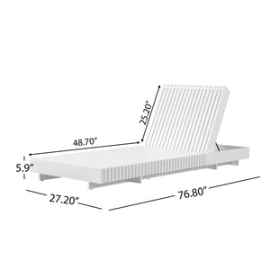 White Acacia Solid Wood Outdoor Chaise Lounge