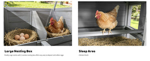 141" Gray Large Wooden Chicken Coop with Nesting Box