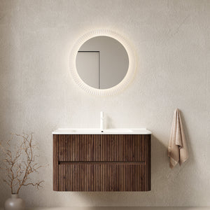 Noor 36" Bathroom Vanity with Sink, Wall-Mounted Floating Plywood Cabinet with 2 Drawers