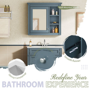 Bathroom Vanity With Medicine Cabinet, Royal Mirror Cabinet, Modern Bathroom Storage Cabinet With 2 Soft Closing Doors And 4 Drawers