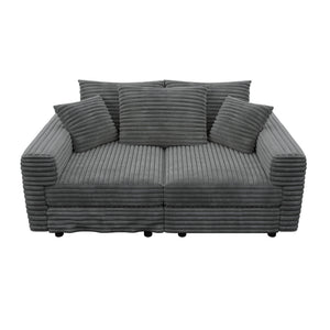 Deep Seat Convertible Sofa With Soft Pillows And Ottomans