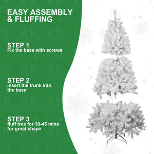 7ft White Christmas Tree with Memory Wire and 1064 Tips - White