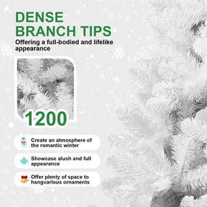 7ft White Christmas Tree with Memory Wire and 1064 Tips - White