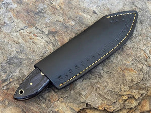 8" Damascus steel fixed blade knife with Black Pakka wood handle.