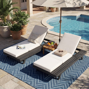 Lounge Chaise Set, Space Available On One Side, Acacia Solid Wood