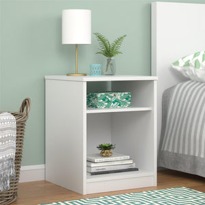 Open Shelf Nightstand - White